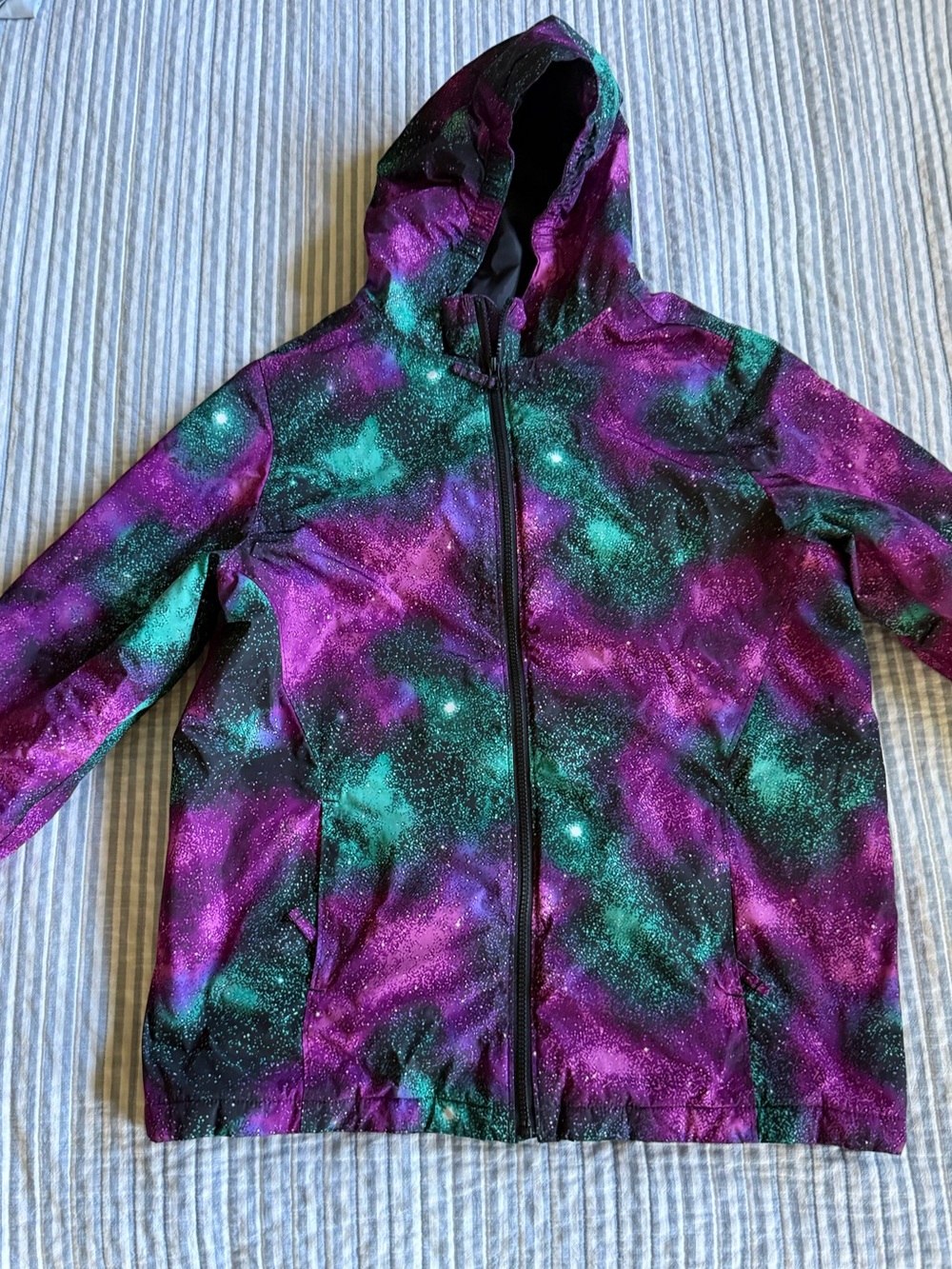 Lands' End kids insulated jacket galaxy print EUC